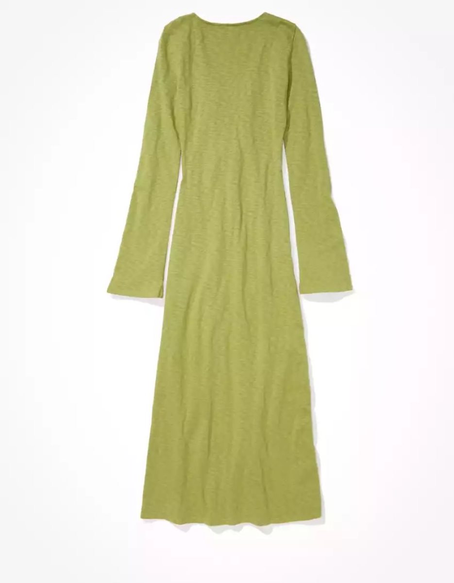 Robe Mi-longue American Eagle AE Knit Bell Sleeve Vert Femme | FFI-00802543